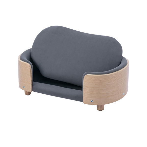 English Elm Scandinavian Pet Sofa Elevated Dog Bed with Velvet Cushion, Stain-Resistant Fabric & Solid Wood Legs W79460558