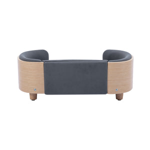 English Elm Scandinavian Pet Sofa Elevated Dog Bed with Velvet Cushion, Stain-Resistant Fabric & Solid Wood Legs W79460558
