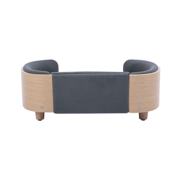 English Elm Scandinavian Pet Sofa Elevated Dog Bed with Velvet Cushion, Stain-Resistant Fabric & Solid Wood Legs W79460558