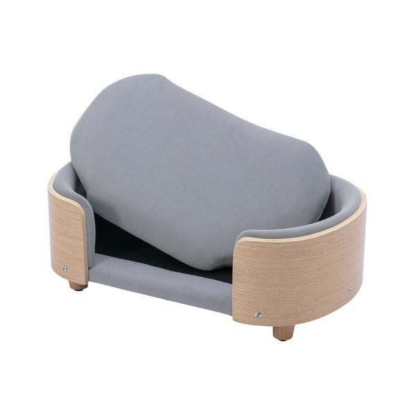 English Elm Scandinavian Elevated Dog Bed Sofa with Velvet Cushion, Solid Wood Legs, Removable Washable Cover W79460547