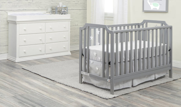 English Elm Celeste Convertible Crib with Star Etched Acrylic Panels for a Modern Nursery Light Gray B02263634
