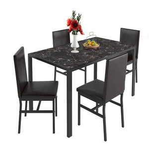 English Elm Black Pu Leather Dining Chairs Set of 4 High Back Armless Modern Kitchen Seating W578104367
