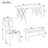 English Elm Trexm 6-Piece Family Dining Room Set Solid Wood Space Saving Foldable Table and 4 Chairs With Bench For Dining Room (Gray)