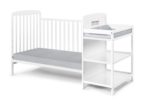 English Elm Ramsey Convertible Crib with Attached Changer Nursery Combo Grows Your Child White B02263653