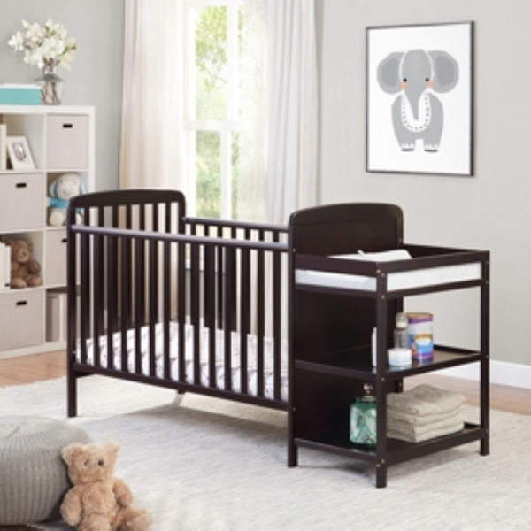 English Elm Ramsey Convertible Crib with Attached Changer Nursery Combo Grows Your Child Espresso B02263654