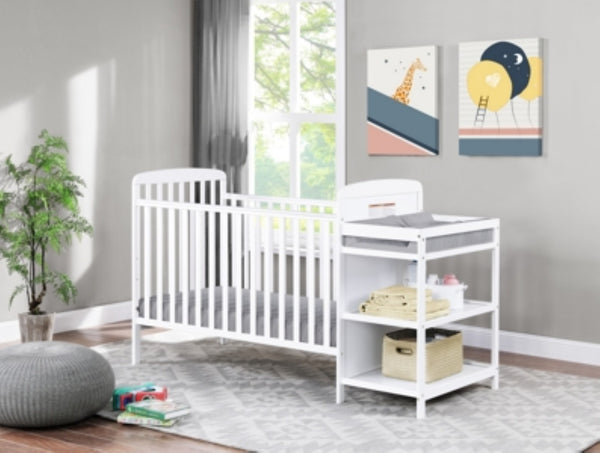 English Elm Ramsey Convertible Crib with Attached Changer Nursery Combo Grows Your Child White B02263653