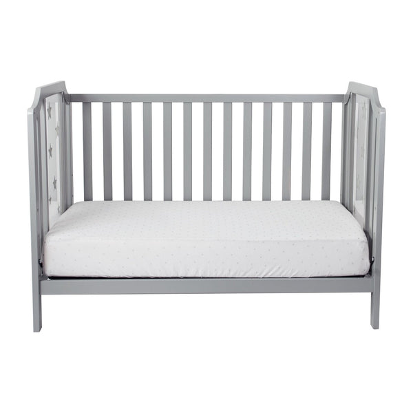 English Elm Celeste Convertible Crib with Star Etched Acrylic Panels for a Modern Nursery Light Gray B02263634