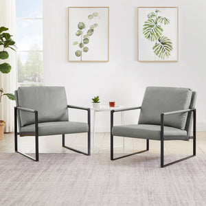 English Elm Lounge, stylish PVC leather accent armchair with extra-thick padded seat and back, metal frame, non-slip feet Gray W135958342