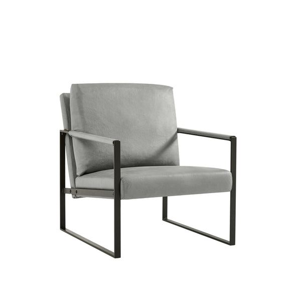 English Elm Lounge, stylish PVC leather accent armchair with extra-thick padded seat and back, metal frame, non-slip feet Gray W135958342