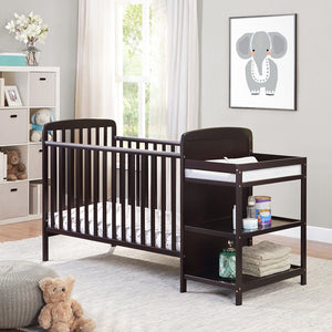 English Elm Ramsey Convertible Crib with Attached Changer Nursery Combo Grows Your Child Espresso B02263654
