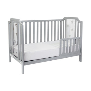English Elm Celeste Convertible Crib with Star Etched Acrylic Panels for a Modern Nursery Light Gray B02263634