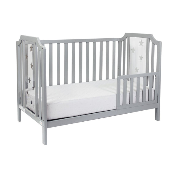 English Elm Celeste Convertible Crib with Star Etched Acrylic Panels for a Modern Nursery Light Gray B02263634