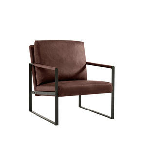 English Elm Lounge, stylish PVC leather accent armchair with extra-thick padded seat and back, metal frame, non-slip feet Brown W135958336