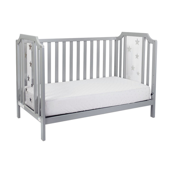 English Elm Celeste Convertible Crib with Star Etched Acrylic Panels for a Modern Nursery Light Gray B02263634