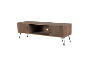 English Elm Industrial Reclaimed Wood Tv Stand with Dual Storage Cabinets for Living Rooms W142562421