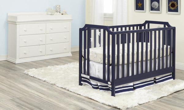 English Elm Celeste Convertible Crib with Star Etched Acrylic Panels for a Modern Nursery Navy Blue B02263635