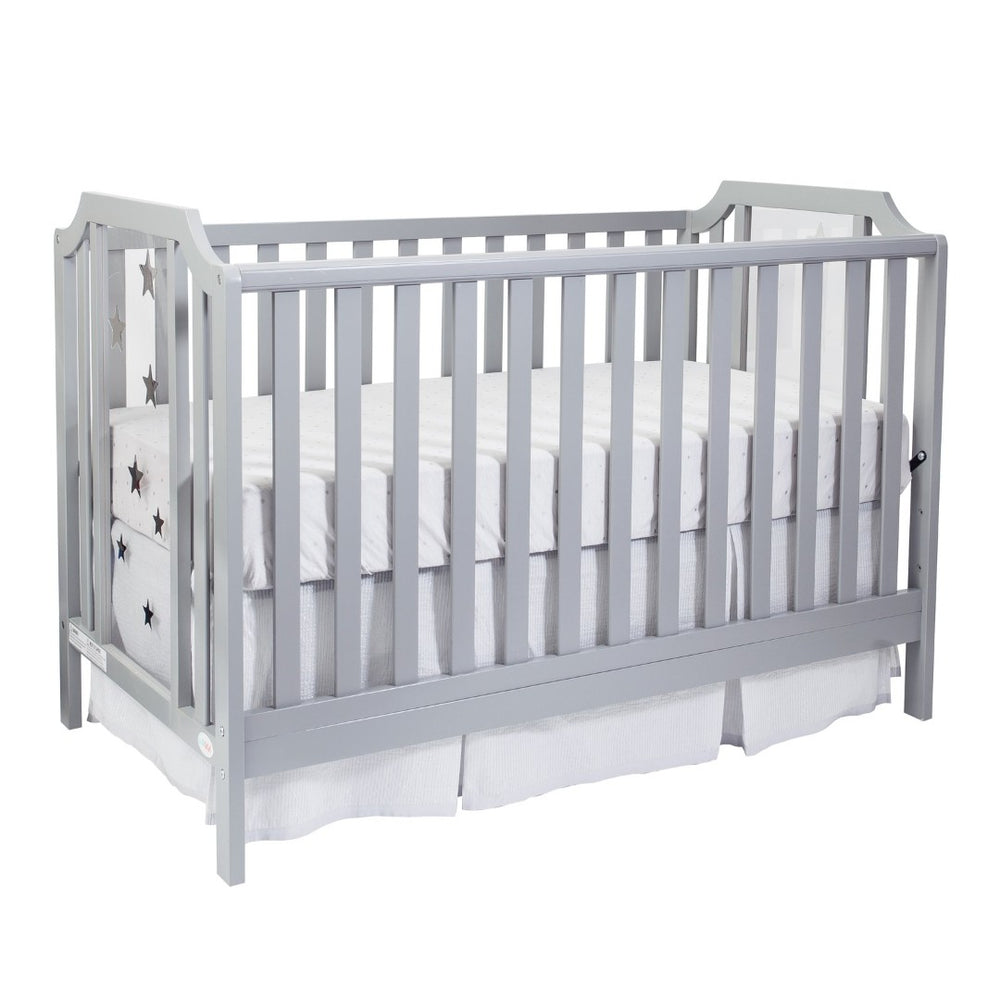 English Elm Celeste Convertible Crib with Star Etched Acrylic Panels for a Modern Nursery Light Gray B02263634