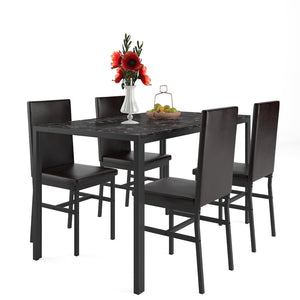 English Elm Black Pu Leather Dining Chairs Set of 4 High Back Armless Modern Kitchen Seating W578104367