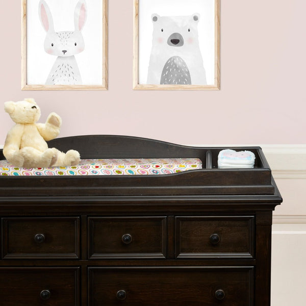 English Elm Glendale Nursery Changing Station Topper with Low Profile Earthy Charcoal Finish B02263738