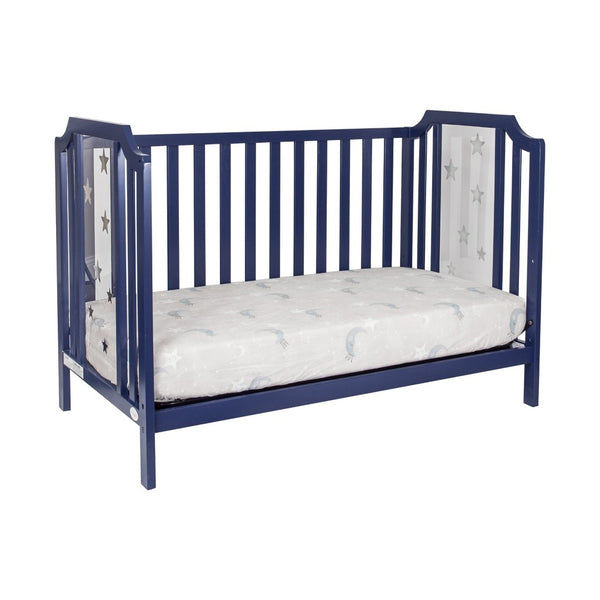 English Elm Celeste Convertible Crib with Star Etched Acrylic Panels for a Modern Nursery Navy Blue B02263635