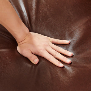 English Elm Lounge, stylish PVC leather accent armchair with extra-thick padded seat and back, metal frame, non-slip feet Brown W135958336