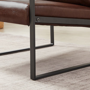 English Elm Lounge, stylish PVC leather accent armchair with extra-thick padded seat and back, metal frame, non-slip feet Brown W135958336