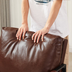 English Elm Lounge, stylish PVC leather accent armchair with extra-thick padded seat and back, metal frame, non-slip feet Brown W135958336