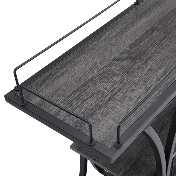 English Elm Industrial Rolling Bar Cart with 3 Tier Metal Shelving for Kitchen or Home Entertaining W107164992