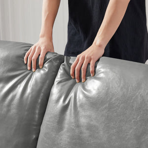 English Elm Lounge, stylish PVC leather accent armchair with extra-thick padded seat and back, metal frame, non-slip feet Gray W135958342