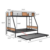 Hearth and Haven Metal Twin Over Full Bunk Bed with Trundle/ Heavy-Duty Sturdy Metal/ Noise Reduced/ Safety Guardrail/ Wooden Decoration/ Convenient Trundle / Bunk Bed For Three/ Cpc Certified/ No Box Spring Needed W42752428