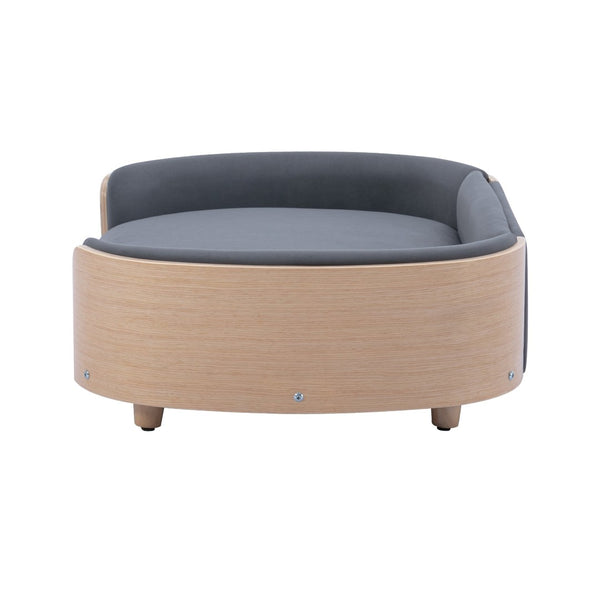 English Elm Scandinavian Mid-century Pet Sofa with Bentwood Back Solid Wood Legs Velvet Cushion W79460562