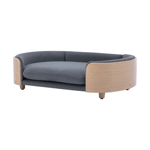 English Elm Scandinavian Mid-century Pet Sofa with Bentwood Back Solid Wood Legs Velvet Cushion W79460562