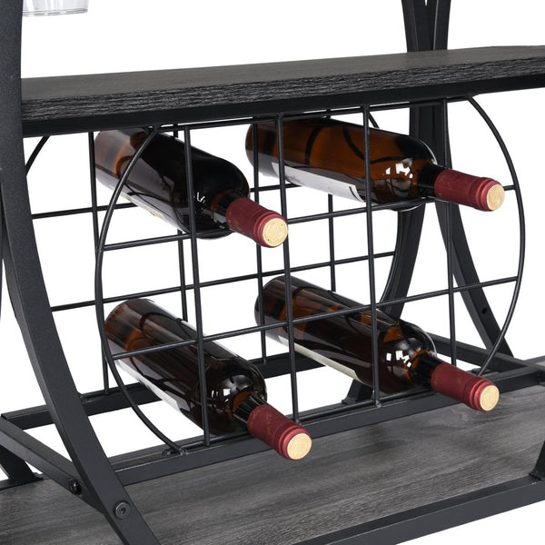 English Elm Industrial Rolling Bar Cart with 3 Tier Metal Shelving for Kitchen or Home Entertaining W107164992