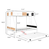 Hearth and Haven Metal Twin Over Full Bunk Bed with Trundle/ Heavy-Duty Sturdy Metal/ Noise Reduced/ Safety Guardrail/ Wooden Decoration/ Convenient Trundle / Bunk Bed For Three/ Cpc Certified/ No Box Spring Needed W42752429