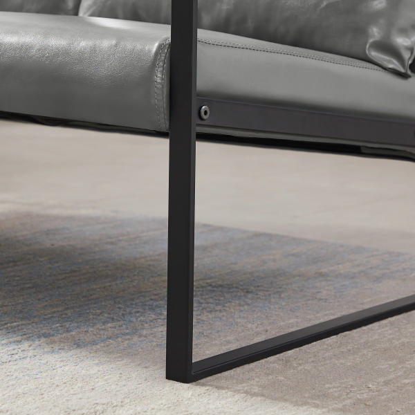 English Elm Lounge, stylish PVC leather accent armchair with extra-thick padded seat and back, metal frame, non-slip feet Gray W135958342