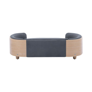 English Elm Scandinavian Mid-century Pet Sofa with Bentwood Back Solid Wood Legs Velvet Cushion W79460562