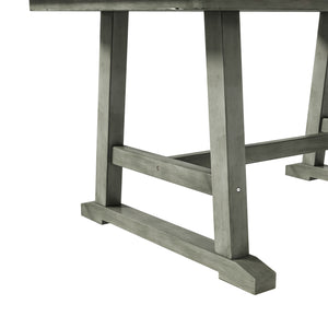 English Elm TOPMAX 6-Piece Wood Dining Set with Bench and 4 Chairs, Solid Rubberwood Frame, Farmhouse Walnut Gray Finish SP000256AAE