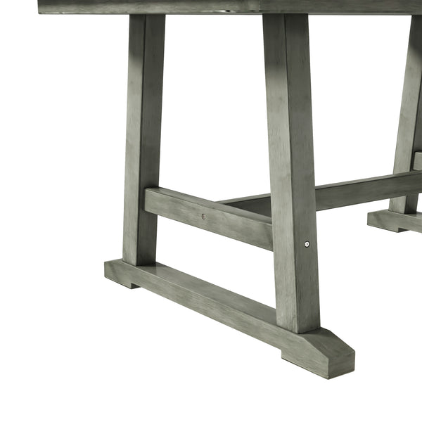 English Elm TOPMAX 6-Piece Wood Dining Set with Bench and 4 Chairs, Solid Rubberwood Frame, Farmhouse Walnut Gray Finish SP000256AAE