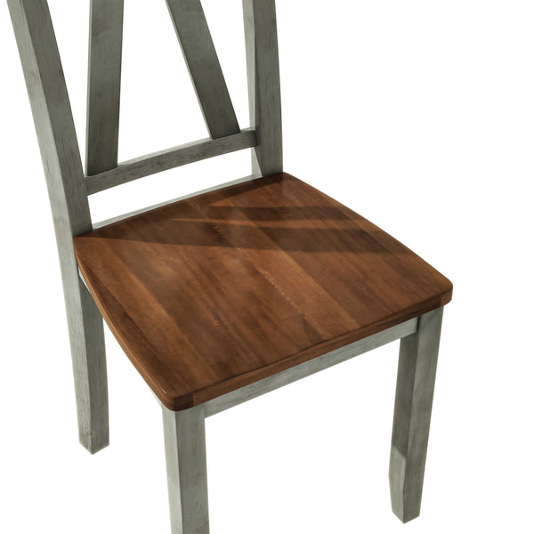 English Elm TOPMAX 6-Piece Wood Dining Set with Bench and 4 Chairs, Solid Rubberwood Frame, Farmhouse Walnut Gray Finish SP000256AAE