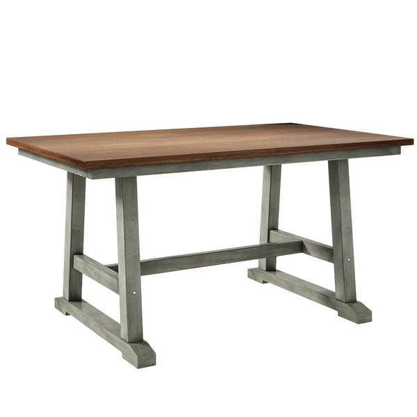 English Elm TOPMAX 6-Piece Wood Dining Set with Bench and 4 Chairs, Solid Rubberwood Frame, Farmhouse Walnut Gray Finish SP000256AAE