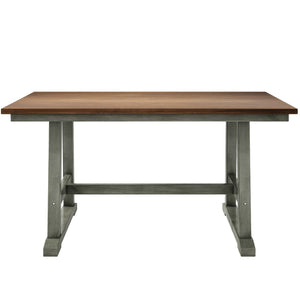 English Elm TOPMAX 6-Piece Wood Dining Set with Bench and 4 Chairs, Solid Rubberwood Frame, Farmhouse Walnut Gray Finish SP000256AAE