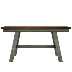 English Elm TOPMAX 6-Piece Wood Dining Set with Bench and 4 Chairs, Solid Rubberwood Frame, Farmhouse Walnut Gray Finish SP000256AAE