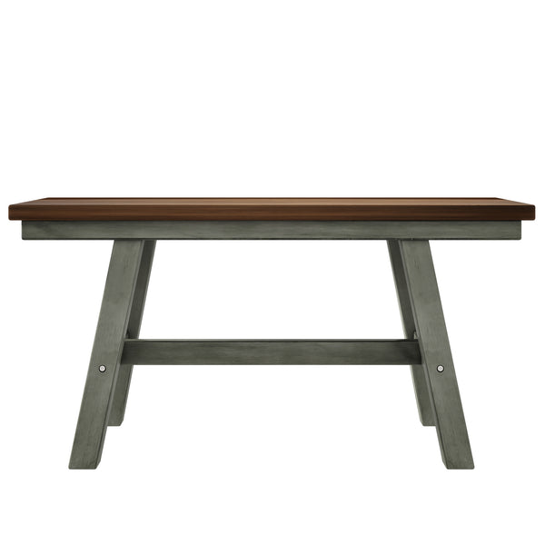 English Elm TOPMAX 6-Piece Wood Dining Set with Bench and 4 Chairs, Solid Rubberwood Frame, Farmhouse Walnut Gray Finish SP000256AAE