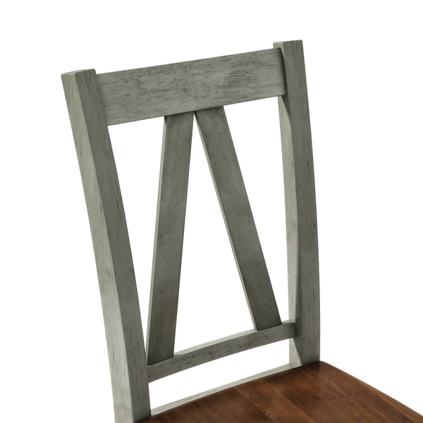 English Elm TOPMAX 6-Piece Wood Dining Set with Bench and 4 Chairs, Solid Rubberwood Frame, Farmhouse Walnut Gray Finish SP000256AAE