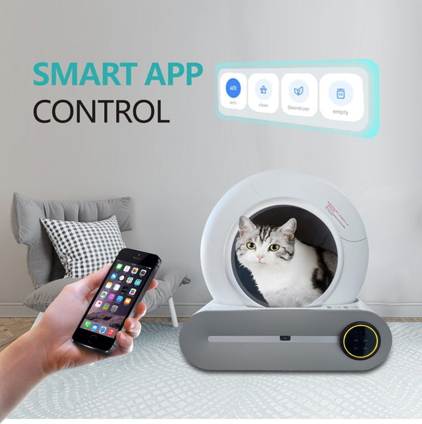 English Elm Smart Automatic Cat Litter Box with 65l Capacity Touch Control Compact Design W126453121