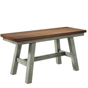 English Elm TOPMAX 6-Piece Wood Dining Set with Bench and 4 Chairs, Solid Rubberwood Frame, Farmhouse Walnut Gray Finish SP000256AAE