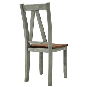 English Elm TOPMAX 6-Piece Wood Dining Set with Bench and 4 Chairs, Solid Rubberwood Frame, Farmhouse Walnut Gray Finish SP000256AAE