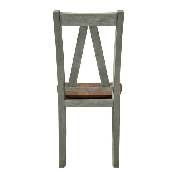 English Elm TOPMAX 6-Piece Wood Dining Set with Bench and 4 Chairs, Solid Rubberwood Frame, Farmhouse Walnut Gray Finish SP000256AAE