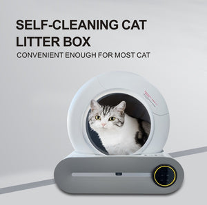 English Elm Smart Automatic Cat Litter Box with 65l Capacity Touch Control Compact Design W126453121