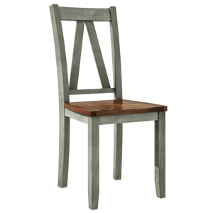 English Elm TOPMAX 6-Piece Wood Dining Set with Bench and 4 Chairs, Solid Rubberwood Frame, Farmhouse Walnut Gray Finish SP000256AAE